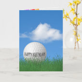 Carte balle de golf d'anniversaire dans l'herbe (Fleur jaune)