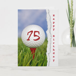 Carte balle de golf en tee pour 75e anniversaire