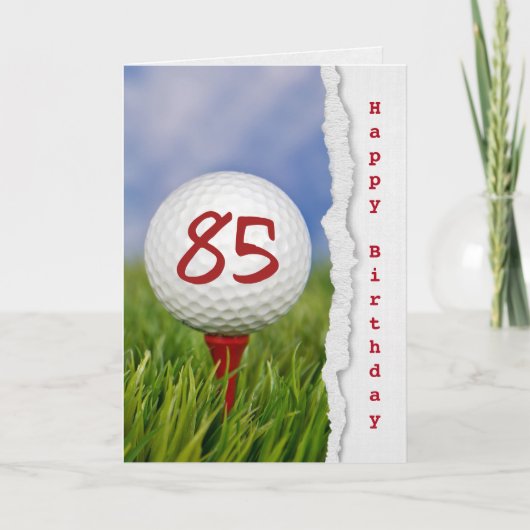 Carte balle de golf en tee pour 85e anniversaire (Devant)