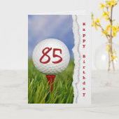 Carte balle de golf en tee pour 85e anniversaire (Fleur jaune)