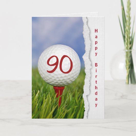 Carte balle de golf en tee pour 90e anniversaire (Devant)