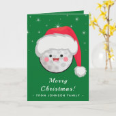 Carte Balle de golf mignonne Kawaii Golf Thème Noël Vert (Fleur jaune)