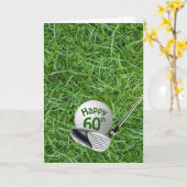 Carte Balle de golf sur l'herbe pour 60 ans (Fleur jaune)