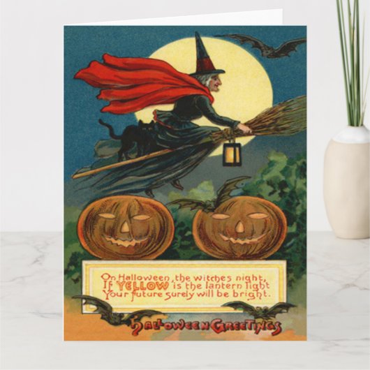 Carte Balle de sorcière volant Bat de chat noir (Devant)