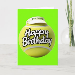 Carte Balle de tennis avec joyeux anniversaire portant u