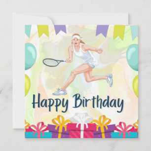 Carte balle de tennis avec Tennis Femme tenir la raquett