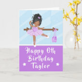 Carte Ballerina Africain Américain Violet Joyeux Anniver (Fleur jaune)