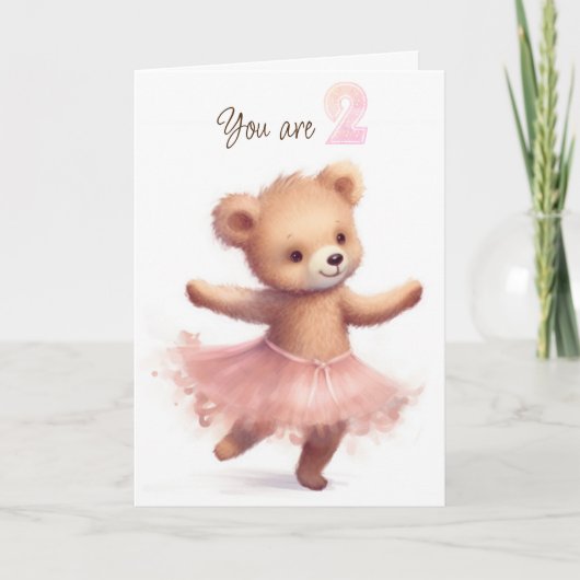 Carte Ballerina Bear pour le 2ème anniversaire (Devant)