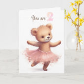 Carte Ballerina Bear pour le 2ème anniversaire (Fleur jaune)