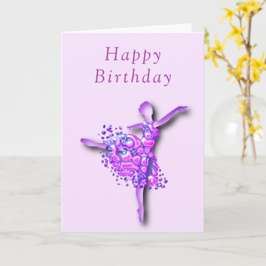 Carte Ballerina Birthday Card Ballet Dancer Fille (Fleur jaune)