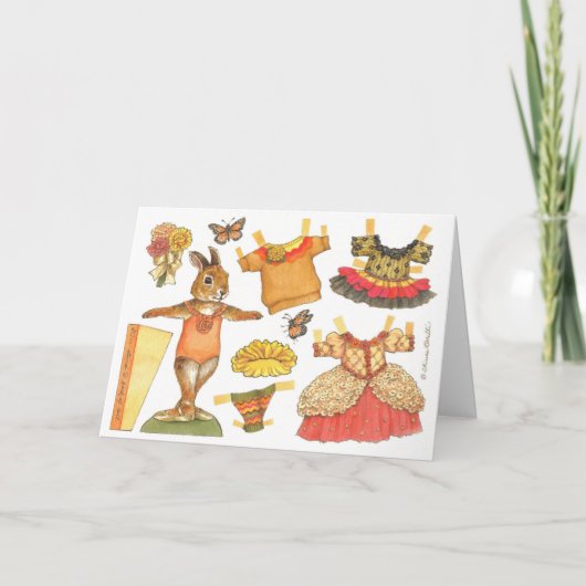 Carte Ballerina Bunny Thanksgiving Paper Doll (Devant)