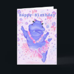 Carte Ballerina Hippo Funny Birthday Card<br><div class="desc">Cartes d'Anniversaire amusantes avec Ballerina Hippo Joyeux Danseur de Ballet - Peinture MIGNED - Personnalisable</div>