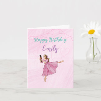 Carte Ballerina Nutcracker - Nom personnalisé Anniversai