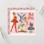 Carte Ballerina papier vintage (Devant/Arrière en situation)