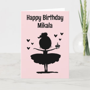 Carte Ballerina personnalisée Silhouette Anniversaire