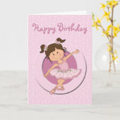 Carte Ballerina rose mignonne 2 Joyeux anniversaire (Fleur jaune)
