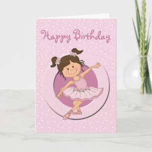 Carte Ballerina rose mignonne 2 Joyeux anniversaire