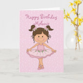 Carte Ballerina rose mignonne 3 Joyeux anniversaire (Fleur jaune)