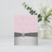 Carte Ballerina RSVP rose et gris Damas (Debout devant)