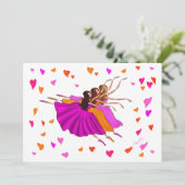 Carte Ballerinas colorées mignonnes Danse et Saut (Debout devant)