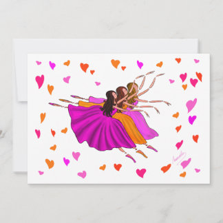 Carte Ballerinas colorées mignonnes Danse et Saut