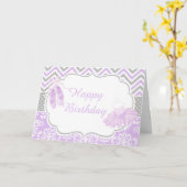 Carte Ballerine à chevron gris et violet  (Fleur jaune)