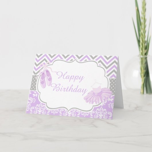 Carte Ballerine à chevron violet et gris (Devant)