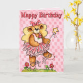 Carte Ballerine d'anniversaire (Fleur jaune)