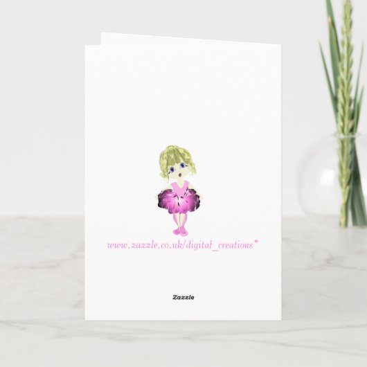 Carte Ballerine mignonne dans l'art rose de tutu (Dos)