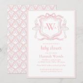Carte Ballerine Monogramme Grandmillennial Baby Shower (Devant / Derrière)