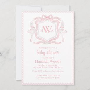 Carte Ballerine Monogramme Grandmillennial Baby Shower