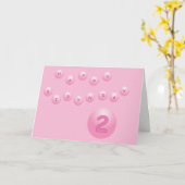 Carte Balles d'anniversaire roses 2 ans (Fleur jaune)