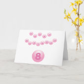 Carte Balles d'anniversaire roses 8 ans (Fleur jaune)
