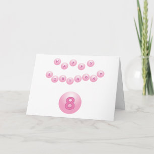 Carte Balles d'anniversaire roses 8 ans