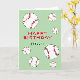 Carte Balles de baseball vertes Joyeux Anniversaire Enfa