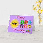 Carte Balles de plage et soleil avec lunettes de soleil  (Fleur jaune)