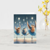 Carte Ballet bleu oiseaux (Fleur jaune)