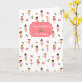 Carte Ballet Pink Ballerinas Danser Fille Anniversaire (Fleur jaune)