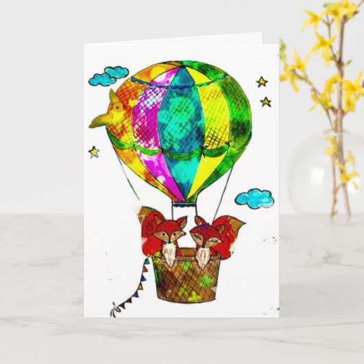 Carte Ballon à air chaud (Fleur jaune)