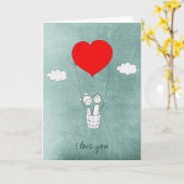 Carte Ballon à air chaud en forme de cœur Amour (Fleur jaune)