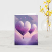 Carte Ballon à Air Chaud en Forme de Cœur Romantique et  (Fleur jaune)