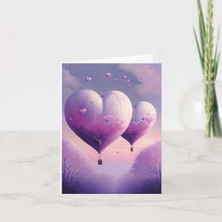 Carte Ballon à Air Chaud en Forme de Cœur Romantique Rêv