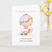 Carte ballon à air chaud nouveau bébé mignon whimsical (Fleur jaune)