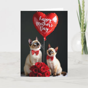 Carte ballon chats à pois