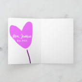 Carte Ballon cœur rose Mme ajouter nom est. Ajouter anné (Intérieur)