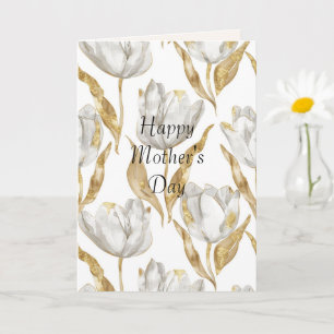 Carte Ballon Cœurs Dorés Maman (fête des mères) Tulipes