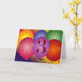 Carte Ballon coloré de 3e anniversaire (Fleur jaune)