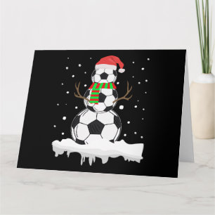 Carte Ballon de foot drôle de Noël Bonhomme de neige de