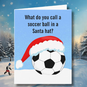 Carte Ballon de football de Noël dans le chapeau de Sant