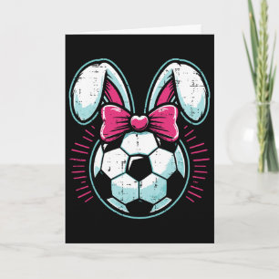 Carte Ballon de football de Pâques Lapin Oreilles Arc Mi